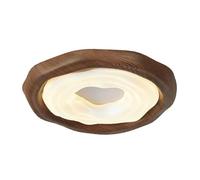 Wmmner Home Decorative Led Flush Mount Ceiling Lighted Wood Grain Finish Ceiling Lamp,Mid Century Modern Ceiling Light Fixture With White Lampshade For Living Room Dining Room Bedroom Corridor/Grano d