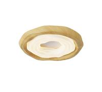 Wmmner Home Decorative Led Flush Mount Ceiling Lighted Wood Grain Finish Ceiling Lamp,Mid Century Modern Ceiling Light Fixture With White Lampshade For Living Room Dining Room Bedroom Corridor/Grano d
