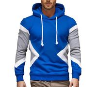 Wmmner Hoodie Men Slim Fit Color Blocking Draw Stbasic Fashionable Stylish Hooded Sweatshirt Casual Athletic Fall And Winter Outdoor Vacation Pullover Tops/Azul/L
