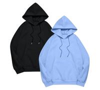 Wmmner Hoodies for Men 2 Pack Plus Size Fall Hoodie Classic Basic Long Sleeve Shirt Men's Plain Drawsthooded Sweatshirt Multipack/Azul Claro 01/4Xl