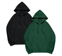 Wmmner Hoodies for Men 2 Pack Plus Size Fall Hoodie Classic Basic Long Sleeve Shirt Men's Plain Drawsthooded Sweatshirt Multipack/Verde 03/s