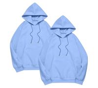 Wmmner Hoodies for Men 2 Pack Plus Size Fall Hoodie Classic Basic Long Sleeve Shirt Men's Plain Drawsthooded Sweatshirt Multipack/Celeste/s