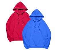 Wmmner Hoodies for Men 2 Pack Plus Size Fall Hoodie Classic Basic Long Sleeve Shirt Men's Plain Drawsthooded Sweatshirt Multipack/Rojo 01/L