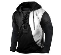 Wmmner Hoodies For Men Gothic Lace-Up Front Design, Color Blocking Classic Draw Stretro Long Sleeve Hooded Sweatshirt Outdoor Casual Fashion Fresh Look/Negro/Talla Xl