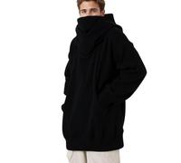 Wmmner Hoodies For Men High Collar Neck Basic Solid Color Oversized Loose Fit Relaxed Long Sleeve Pullover Outdoor Casual Fashion Active Sports Hooded Sweatshirt/Negro/3Xl