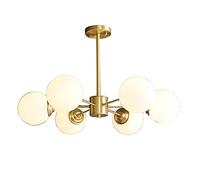 Wmmner Iluminación de Araña de Globo de Vidrio Moderno, Accesorios de Luz Colgantes de Latón Cepillado Dorado de 3 Luces con Pantalla de Vidrio de Frijol Mágico, Lámpara de Araña/6-Light