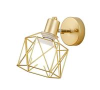Wmmner Industrial Rotatable Angle Wall Lights, E27 Gold Finishes Wall Sconce,Led Creative Metal Cage Wall Lamp, For Indoor Home Living Room Bedroom Lights