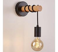 Wmmner Industrial Wooden Vintage Retro Wall Lamp E27 Edison Indoor Sconces Lighting Fixtures For Kitchen, Bedroom, Dining Room, Living Room, Hall(Not Included Bulb) (White) Double The Comfort/Negro