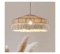 Wmmner Japanese Style Dining Room Round Chandelier Hand Woven Hemp Rope Retro Industrial Attic Lighting Fixture (Neutral Light D60Cm) (Neutral Light D40Cm)/Luz Neutra/D80Cm