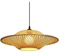 Wmmner Japanese Style Wicker Lamp Shade Oval Slights Boho Handmade Woven Basket Chandelier E27 Base Kitchen Island Sink Lighting Fixtures, Chandelier