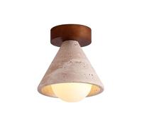 Wmmner Japanese Wabi-Sabi Style Yellow Travertine Ceiling Light,Natural Stone Shade Cone Ceiling Lamp,Mid Century Modern Vintage Close To Ceiling Light Fixture For Living Room Dining Room Bedroom Hal