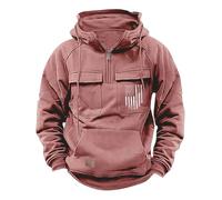 Wmmner Jersey de Media Cremallera para Hombre con Múltiples Bolsillos Gráficos, Cordón de Ajuste Regular, Capucha de Manga Larga de Modad Sudadera Al Aire Libre Casual Moda Look Fresco/Rosa/L