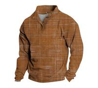Wmmner Jersey para Hombre Camisa de Otoño a Rayas de Moda de Manga Larga Tops Casuales Al Aire Libre Sudaderas de Cuello de Moda para Hombres/Marrón/Xl
