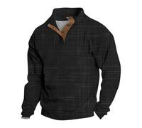 Wmmner Jersey para Hombre Camisa de Otoño a Rayas de Moda de Manga Larga Tops Casuales Al Aire Libre Sudaderas de Cuello de Moda para Hombres/Negro/3Xl