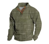 Wmmner Jersey para Hombre Camisa de Otoño a Rayas de Moda de Manga Larga Tops Casuales Al Aire Libre Sudaderas de Cuello de Moda para Hombres/Verde/s