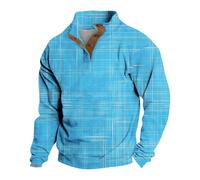 Wmmner Jersey para Hombre Camisa de Otoño a Rayas de Moda de Manga Larga Tops Casuales Al Aire Libre Sudaderas de Cuello de Moda para Hombres/Celeste/M