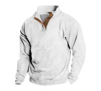 Wmmner Jersey para Hombre Camisa de Otoño a Rayas de Moda de Manga Larga Tops Casuales Al Aire Libre Sudaderas de Cuello de Moda para Hombres/Blancas/Xl
