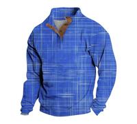 Wmmner Jersey para Hombre Camisa de Otoño a Rayas de Moda de Manga Larga Tops Casuales Al Aire Libre Sudaderas de Cuello de Moda para Hombres/Azul/M