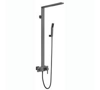 Wmmner Juego Combinado de Sistema de Ducha de Lluvia Grifo de Ducha de Montaje en Pared con Ducha de Mano Mezclador de una Sola Manija Conel Caño de la Bañera Elegante Acabado Negro Y Rojo Mejora Defi