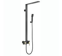 Wmmner Juego Combinado de Sistema de Ducha de Lluvia Grifo de Ducha de Montaje en Pared con Ducha de Mano Mezclador de una Sola Manija Conel Caño de la Bañera Elegante Acabado Negro Y Rojo Mejora Defi