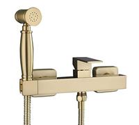Wmmner Juego de Ducha de Latón de Lujo Montado en la Pared con Ducha de Mano, Acabado Negro Cepillado, Sistema de Ducha de Baño Moderno, Diseño Duradero Y Elegante para Baños Elegantes