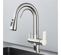 Wmmner Kitchen Faucet Filtered Crane For Pull Out Spray 360 Rotation Water Filter Tap Three Ways Sink Mixer(Black Chrome)/Níquel Cepillado/a
