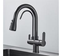 Wmmner Kitchen Faucet Filtered Crane For Pull Out Spray 360 Rotation Water Filter Tap Three Ways Sink Mixer(Black Chrome)/Negro Mate/a