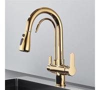 Wmmner Kitchen Faucet Filtered Crane For Pull Out Spray 360 Rotation Water Filter Tap Three Ways Sink Mixer(Black Chrome)/Oro/a