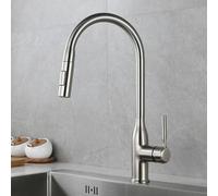 Wmmner Kitchen Faucets With Pull Down Spray Brass Hot And Cold Water Dual Mode Single Hole Swivel Kitchen Faucet Pull Down-Oatmeal Color/Peinado/a