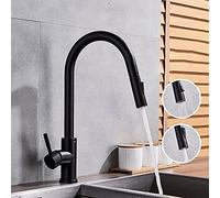 Wmmner Kitchen Sink Taps Faucets Faucet Brass Gold Kitchen Faucet Rotatable Mixer Tap Single Sharp Handle Single Hole Hot Cold Water/Matte Black B/Negro Mate D/a