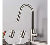 Wmmner Kitchen Sink Taps Faucets Faucets Silver Single Handle Pull Out Kitchen Tap Single Hole Handle Swivel 360 Degree Water Mixer Tap/Brushed Gold B/Níquel Cepillado B/a