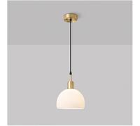 Wmmner Lámpara Colgante de una Sola Cabeza de Vidrio de Latón, Lámpara de Noche de Lujo Compatible con el Dormitorio, Pequeña Lámpara Colgante de Techo, Luz Colgante