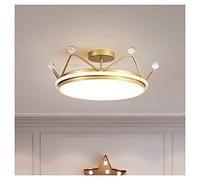 Wmmner Lámpara Colgante, Lámparas de Araña Led Simple Post-Modern Golden Crown Chandelier Creative Nordic Bedroom Princess Children's Room Led Ceiling Lamp Luces Colgantes (Atenuación Continua) Ulz 00