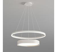Wmmner Lámpara Colgante Led de 2 Anillos, Lámpara de Araña de Metal Moderna Circle Lámpara Colgante Led de Luz de Tres Colores para Cocina, Isla, Entrada, Comedor, Sala de Estudio, Sala de Estar, Dorm