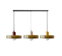 Wmmner Lámpara Colgante Moderna de Mediados de Siglo, 3 Luces, Cristal Verde Vintage, Lámpara Colgante de Techo, Lámpara de Araña para Comedor de Estilo Rústico, Sobre la Mesa, Luminaria Lineal para I