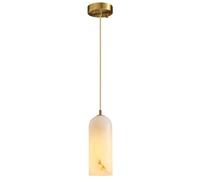 Wmmner Lámpara Colgante para Comedor, Accesorios de Mármol Blanco, Pantalla de Alabanatural, Acabado en Latón Dorado, Salón, Dormitorio, Cocina