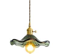 Wmmner Lámpara de Araña de Vidrio Verde Dorado, Flor de Hoja de Loto para Colgalámpara Nordic Modern Farmhouse Cafe Bar Lámpara Colgante para Cocina Isla Sala de Estar Dormitorio Mesita Comedor Pasill