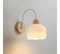 Wmmner Lámpara de Pared, Aplique de Pared de 1 Luz con Pantalla de Cristal, Lámpara de Pared para Interior, Aplique de Pared de Estilo Japonés para Dormitorio, Salón, Tocador, Baño, E27, 110-240 V (Hi