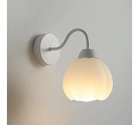 Wmmner Lámpara de Pared, Aplique de Pared de 1 Luz con Pantalla de Cristal, Lámpara de Pared para Interior, Aplique de Pared de Estilo Japonés para Dormitorio, Salón, Tocador, Baño, E27, 110-240 V (Hi
