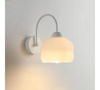Wmmner Lámpara de Pared, Aplique de Pared de 1 Luz con Pantalla de Cristal, Lámpara de Pared para Interior, Aplique de Pared de Estilo Japonés para Dormitorio, Salón, Tocador, Baño, E27, 110-240 V (Hi