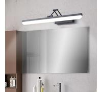 Wmmner Lámpara de Pared con Espejo Led Extensible Aplique Giratorio de 180° - Lámpara de Aluminio Moderna Impermeable para Dormitorio, Tocador Y Baño - Luz Cálida Plateada, 60 cm/60 cm/Black-White Lig