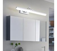 Wmmner Lámpara de Pared con Espejo Led Extensible Aplique Giratorio de 180° - Lámpara de Aluminio Moderna Impermeable para Dormitorio, Tocador Y Baño - Luz Cálida Plateada, 60 cm/60 cm/Luz Plateada Ne