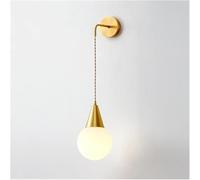 Wmmner Lámpara de Pared de Globo Terráqueo de Vidrio Blanco Lechoso Latón Cepillado E14 Aplique de Montaje en Pared Ajustable de 1 Luz, Lámpara de Araña Ulz 001063 Modo de Luz de Espejolámparas de Esp