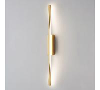 Wmmner Lámpara de Pared de la Cama Lineal Copper Stlámpara de Pared Rip con Pantalla de Silicona Blanca Aplique de Pared Largo de Latón Retorcido Luces de Pared Led Modernas - Modo de 3 Colores Simple