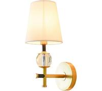 Wmmner Lámpara de Pared Europea Oro Americana Modern Simple Wall Lights Cloth Art Pantalla de Lámpara Iluminación de Pared Decoración de Cristal Dere E14 Base Interior Ulz 001031 Lámpara de Pared Lámp
