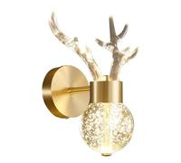 Wmmner Lámpara de Pared Led Antler Aplique de Pared Moderno Luminaria de Pared de Cristal Dorado Blanco Cálido 3000K Pared Molámpara Unt para Sala de Estar, Dormitorio, Cama, Pasillo, Pasillo, Pasillo