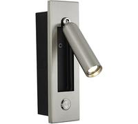 Wmmner Lámpara de Pared Led Moderna Luz de Lectura de Cabecera Integrada de 3W Aplique de Pared Luz de Pared Ajustable/Níquel