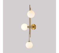 Wmmner Lámpara de Pared Moderna Apliques de Pared de Vidrio de Globo Lineal de 3 Luces,Lámpara de Pared Antigua Moderna de Mediados de Siglo, Lámpara de Barra de Brazo Largo para Interiores, para Dorm