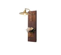 Wmmner Lámpara de Pared Retro de Japón Led, Wall de Tablero de Maderal Aplique, Pantalla de Vidrio Ámbar, Accesorio de Metal Dorado, Base E26, para Dormitorio, Sala de Estar, Pasillo, Decoración Creat