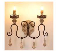 Wmmner Lámpara de Pared Retro Solid Lamp Sala de Estar Francesa Comedor Pasillo Lámpara de Hierro Aplique de Doble Cabeza Vintage Ulz 000753 Luz de Pared Simple Al Aire Libre Tira de Luz Led Fondo Luz